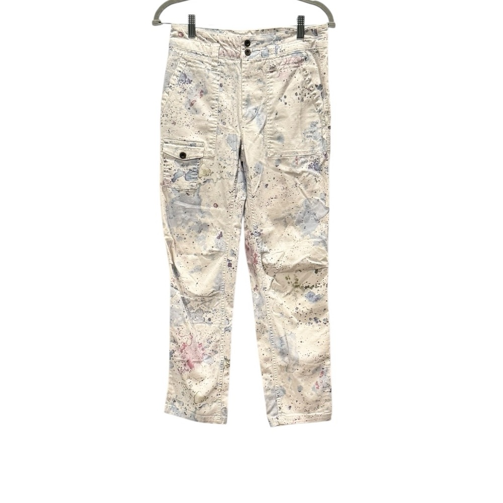 Anthropologie The Wanderer White Jeans with Multicolor Paint Splatters